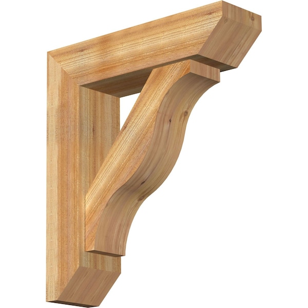 Ekena Millwork Funston Slat Rough Sawn Bracket w/ Offset Brace, Western Red Cedar, 8"W x 30"D x 34"H BKT0806X30X34FST06RWR - main